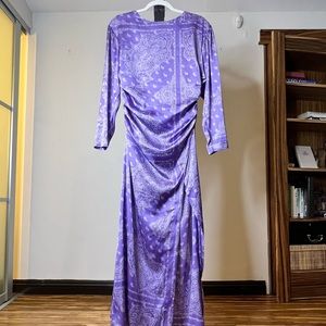 Worn once, silk, summer time dress with a slit on one side